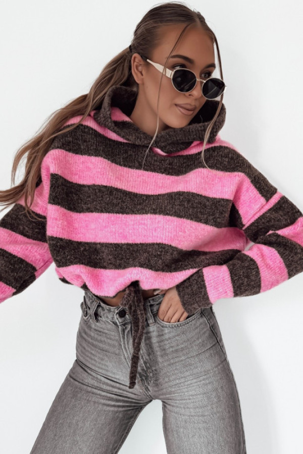 Sweter carlos w paski pink