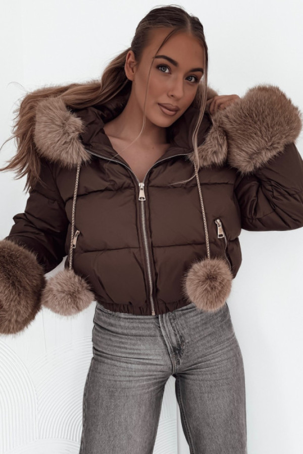 Kurtka victoria z futerkiem brown