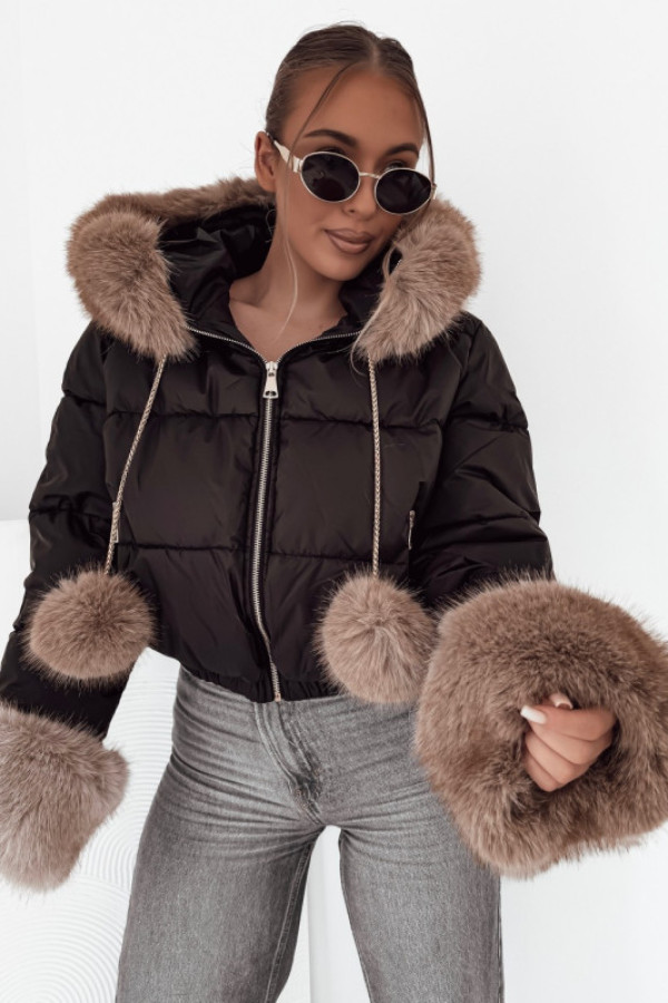 Kurtka victoria z futerkiem black