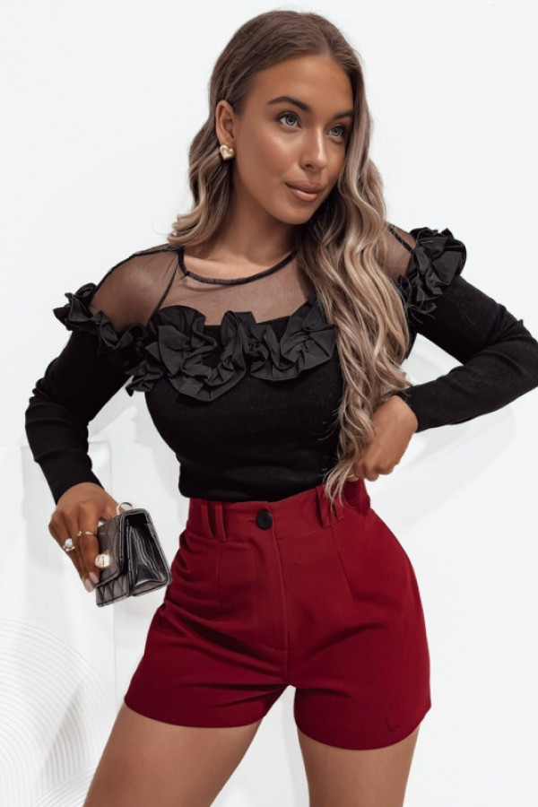 Bluzka rosa ozdobny dekolt black