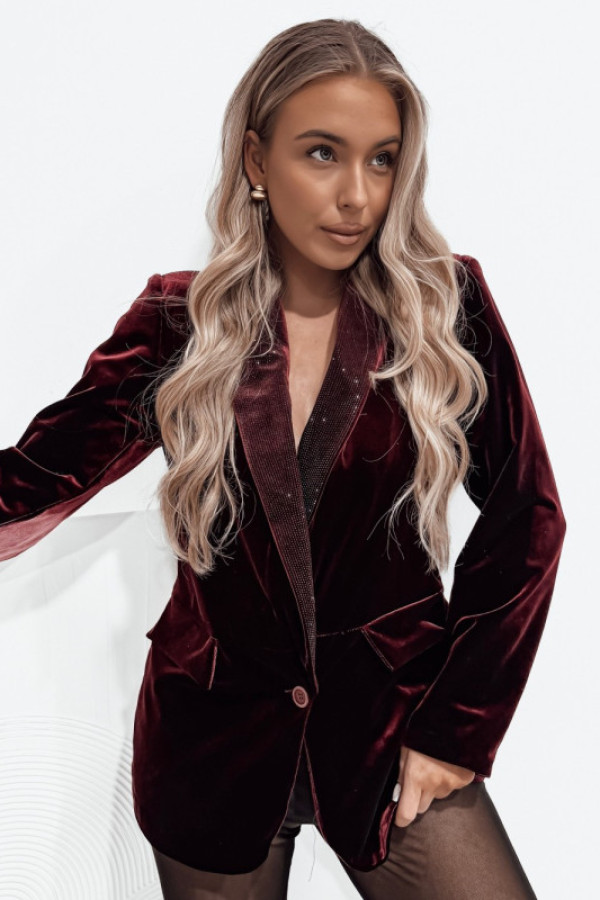 Marynarka carrie welurowa bordo