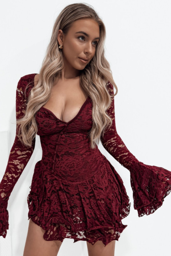 Kombinezon zendaya koronkowy bordo