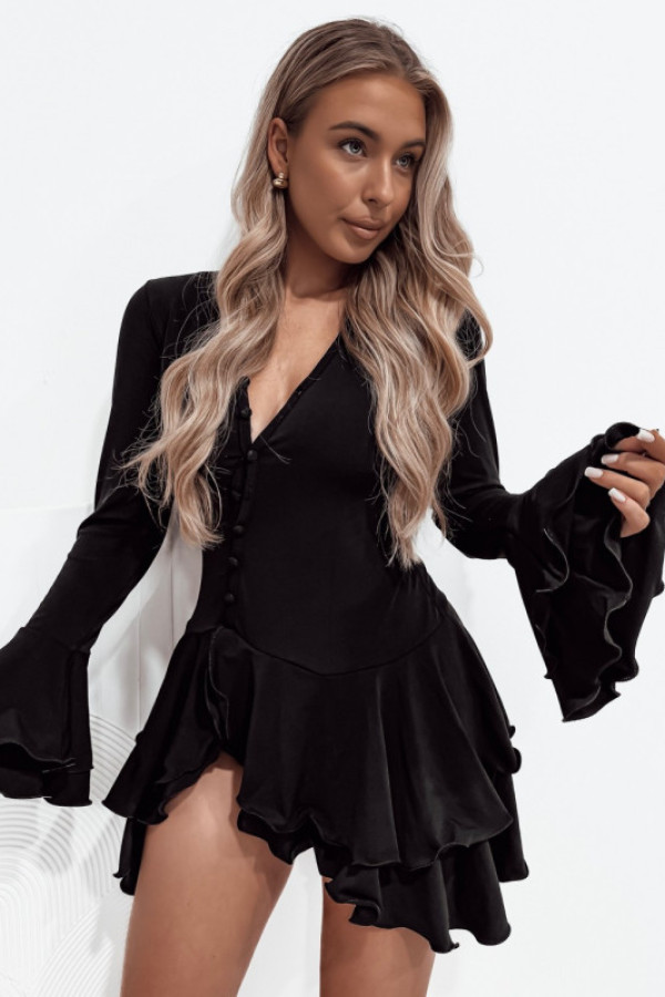 Kombinezon carol z falbankami black