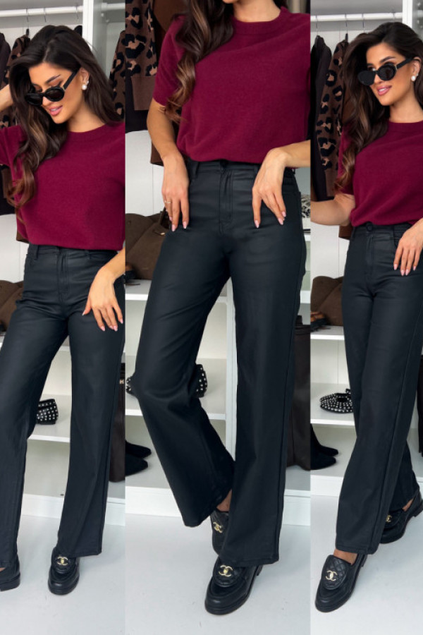 Spodnie woskowane hight waist classyc - black