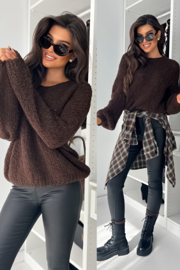 Sweterek leshk z lamą - choco