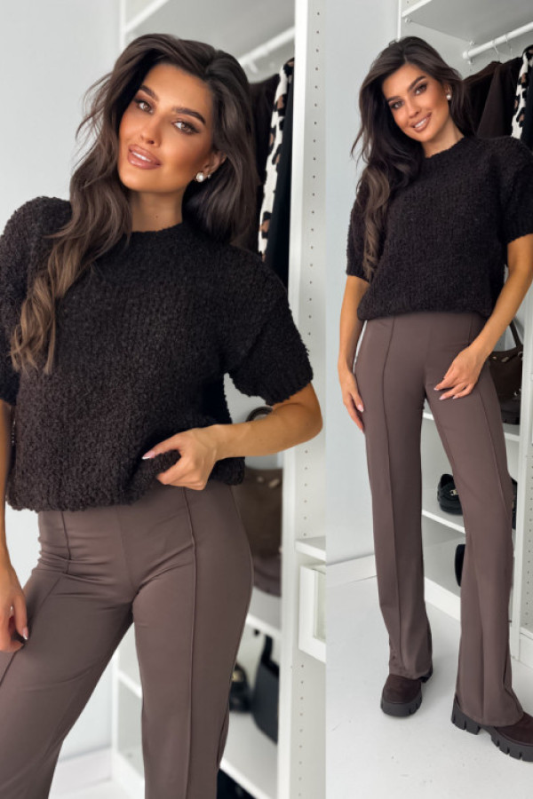 Sweterek leshk short z lamą - choco