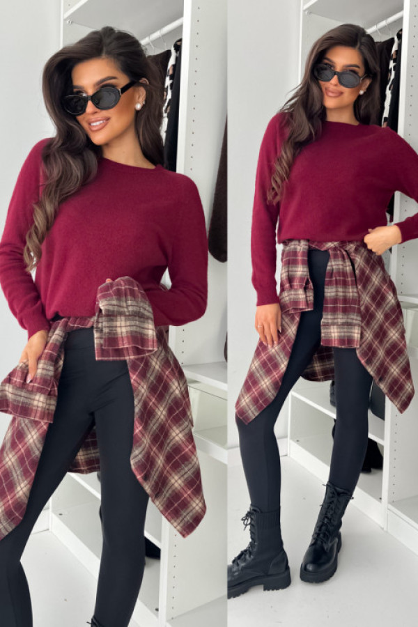 Sweterek iness z aplaką - bordo