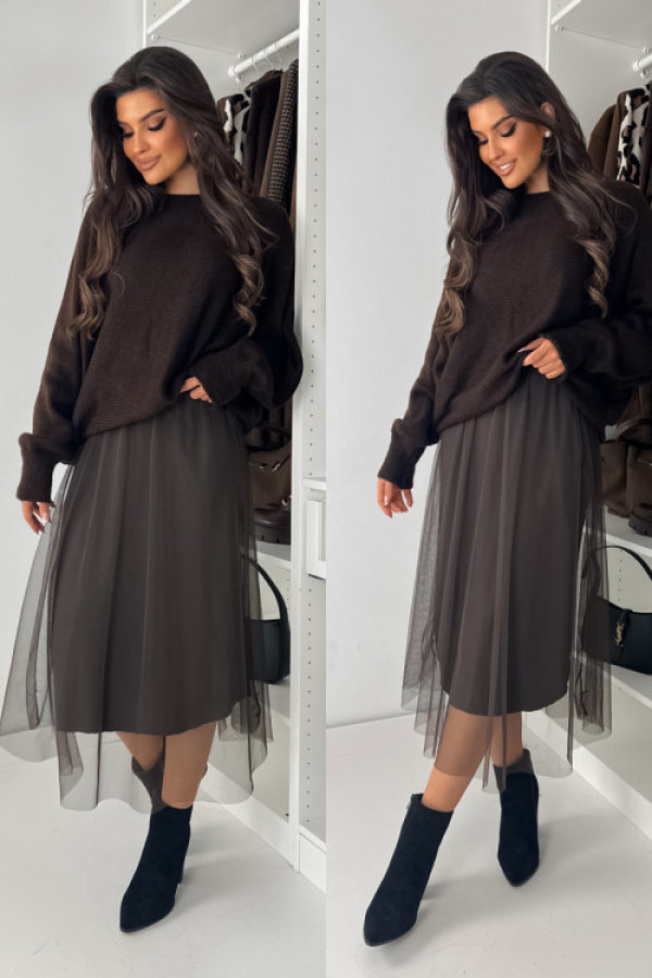 Komplet sweterek z sukienka liner chocolate