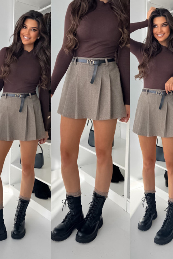 Spódnico spodenki w jodełkę elsa light choco - z paskiem