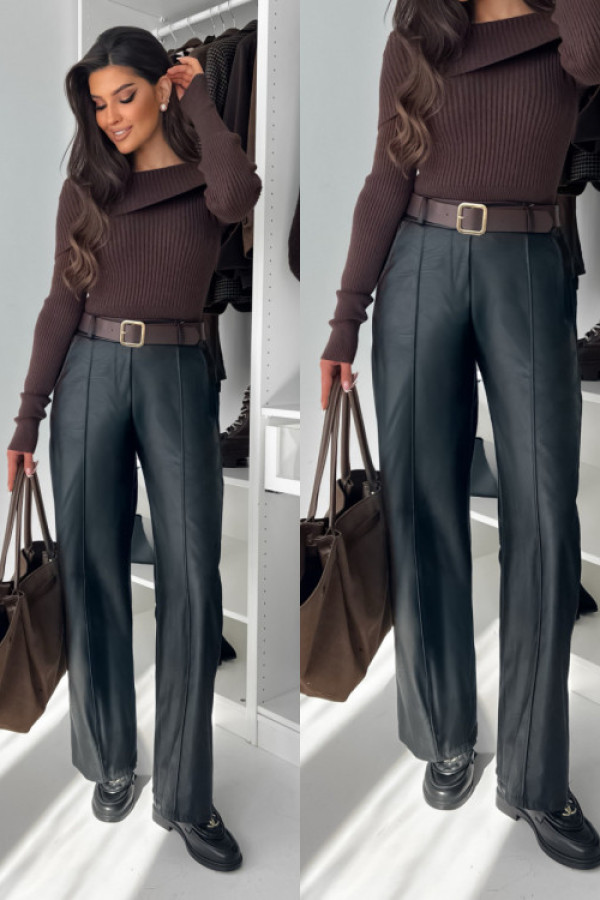 Spodnie flins black z paskiem