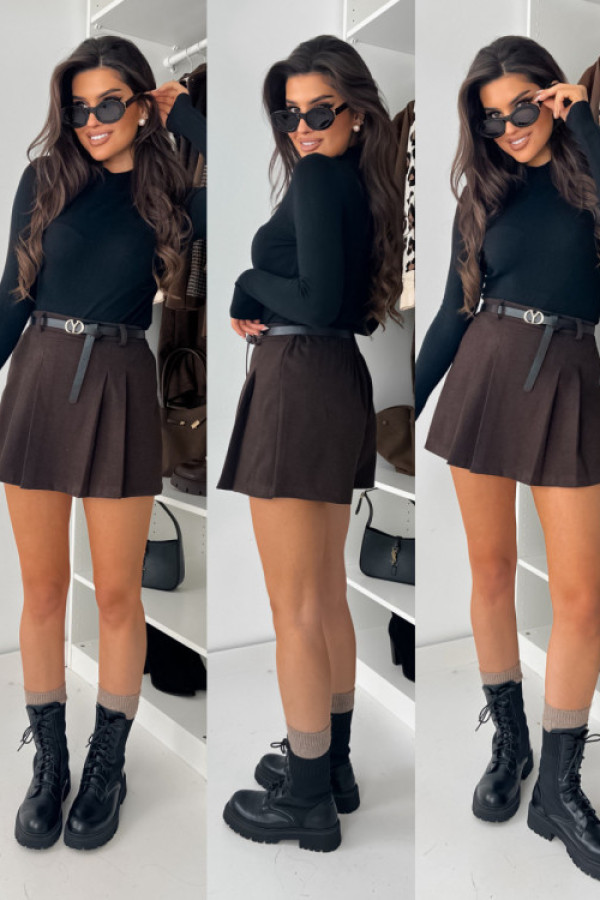 Spódnico spodenki w jodełkę elsa choco - z paskiem