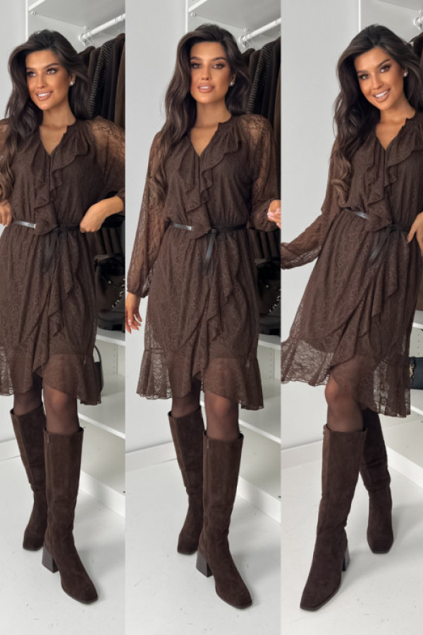 Sukienka elena z paskiem choco