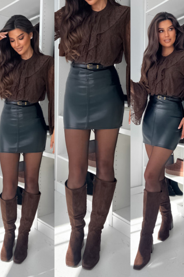 Spódnica agness z paskiem - black