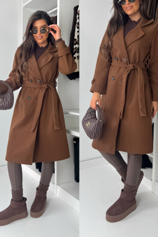 Płaszcz nikka na podszewce - chocolate