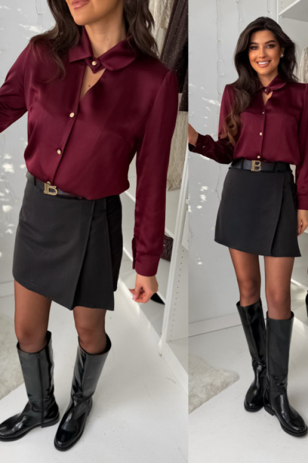 Koszula classic satin - bordo