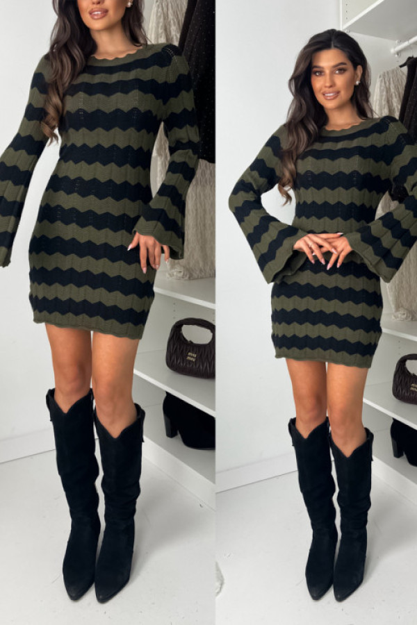 Sukienka sweterkowa zunn - khaki black
