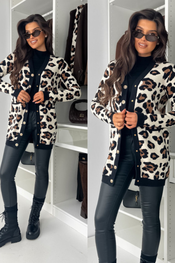 Sweterek chantel beige leopard