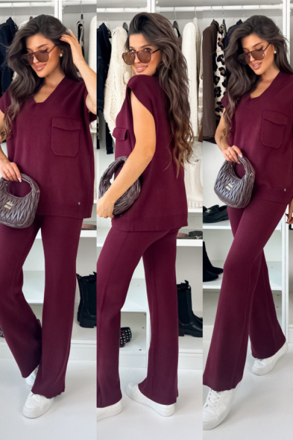 Komplet dzianinowy elisium - bordo