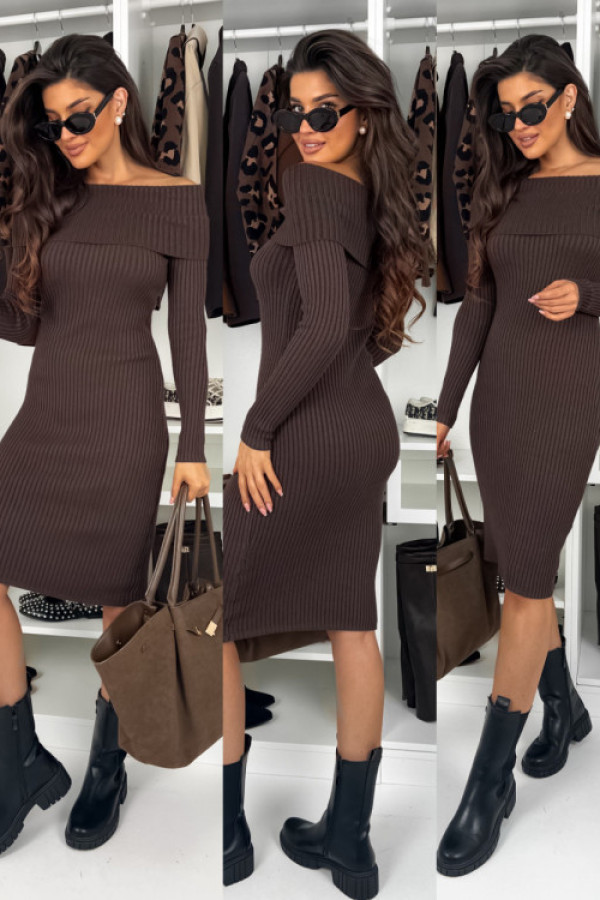 Sukienka sweterkowa zuns - choco