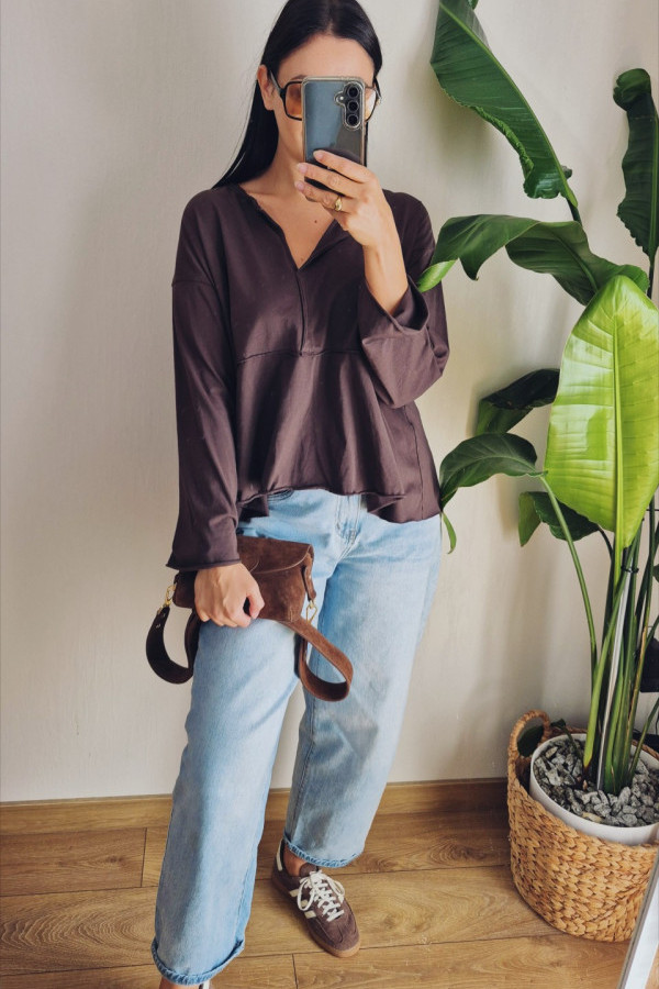 Bluzka luźny fason czekolada