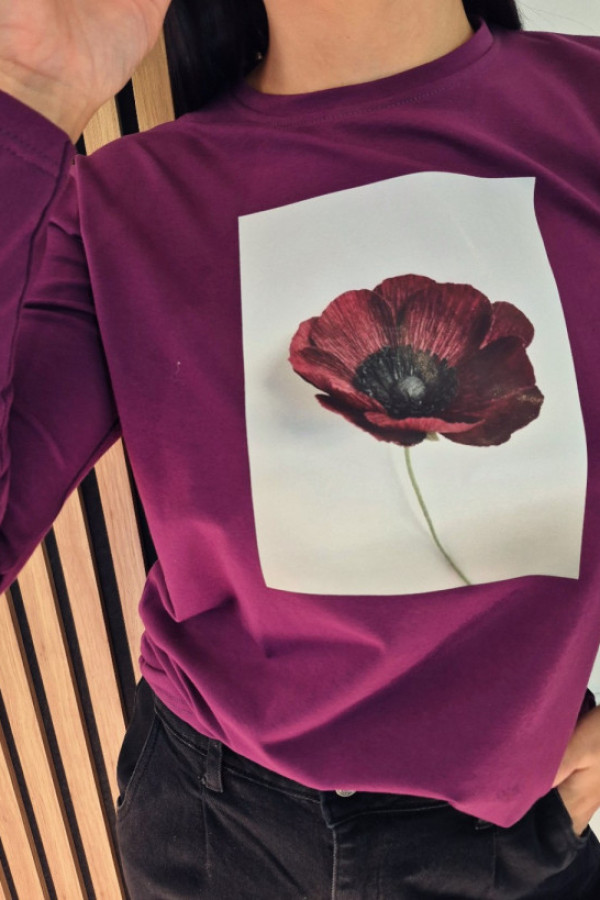 Bluzka longsleeve bakłażan mak