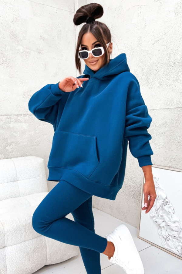 Bawełniany komplet basic minimal z leginsami blue