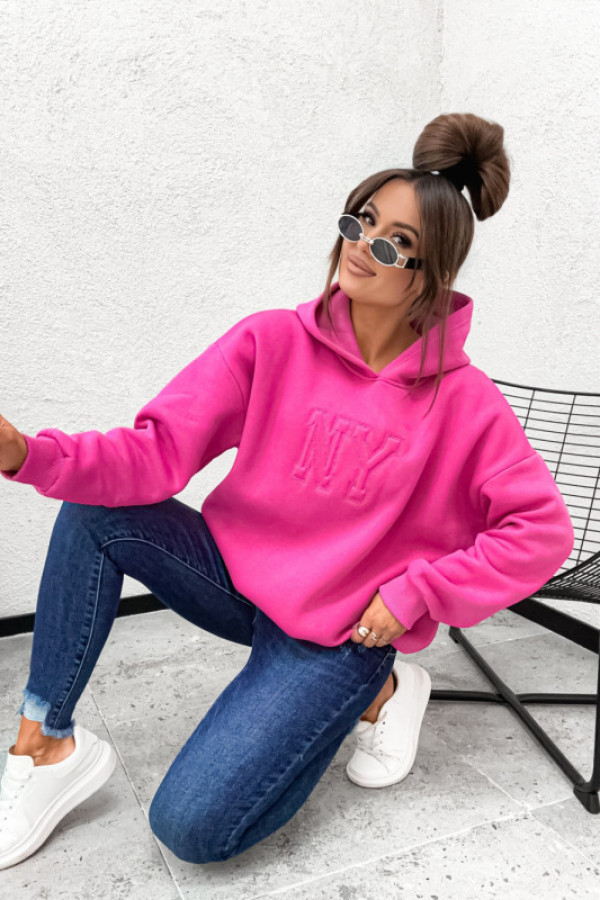 Bluza bawełniana z kapturem basic new york ny pink
