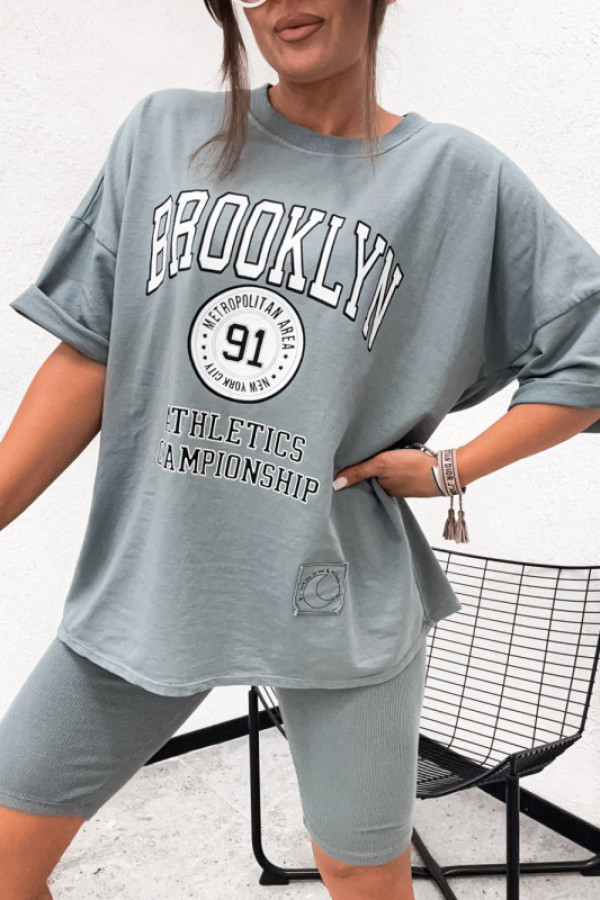 Komplet dekatyzowany brooklyn nyc z kolarkami gray