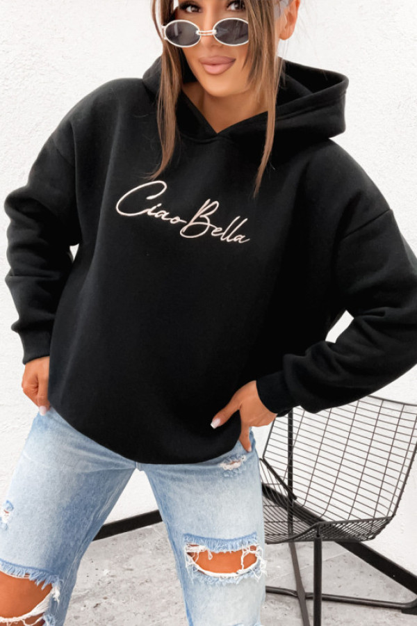 Bluza bawełniana z kapturem ciao bella black
