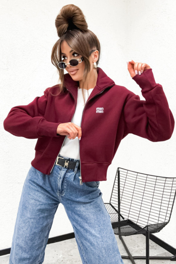 Bluza minimalismo bomberka puffa burgundy