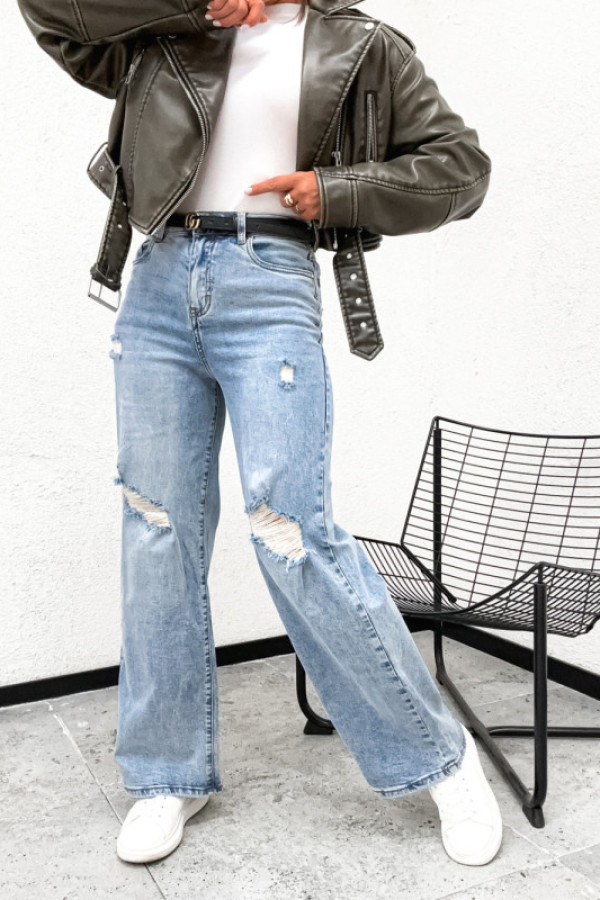 Spodnie jeansowe z przetarciami look me denim light blue