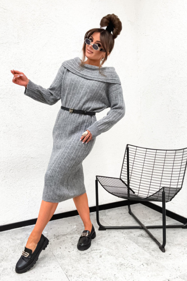 Sukienka sweterkowa varella basic melanż gray
