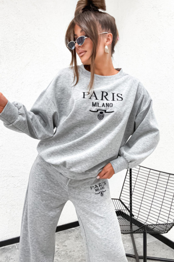 Komplet dresowy masełko paris milano melanż gray