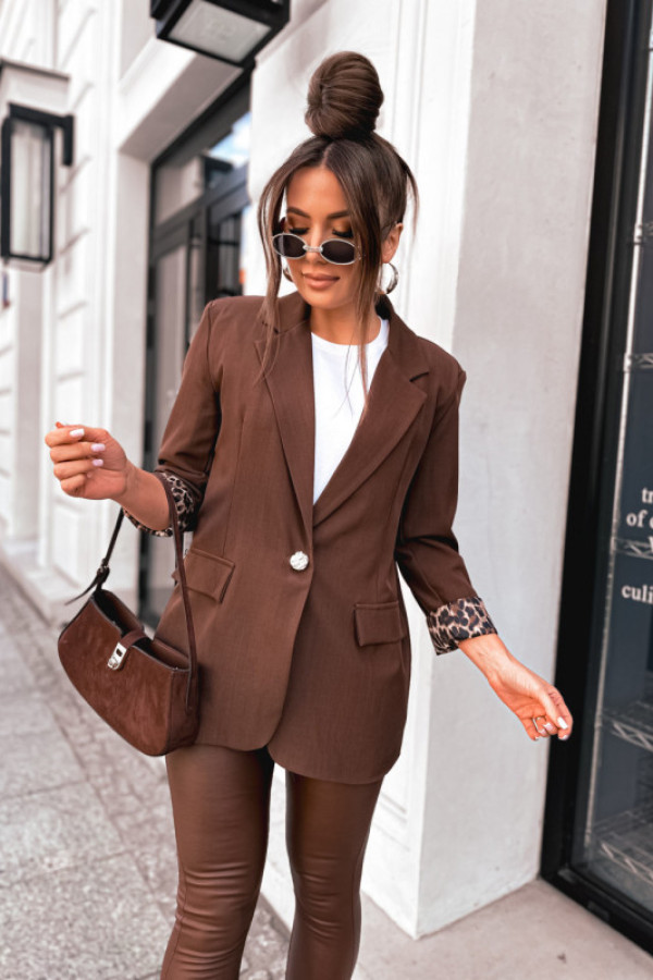 Marynarka basic minimalism style wywijane rękawy chocco