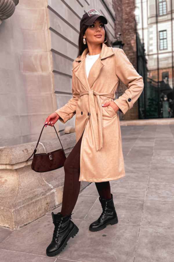 Trench zamszowy classical for everything nude beige