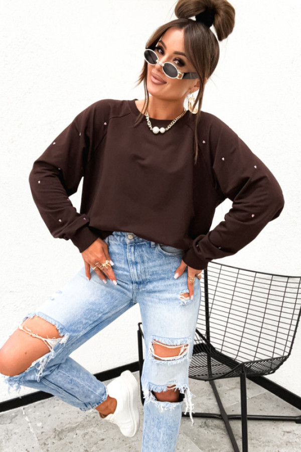 Bluza bawełniana serduszka hearts basic chocco