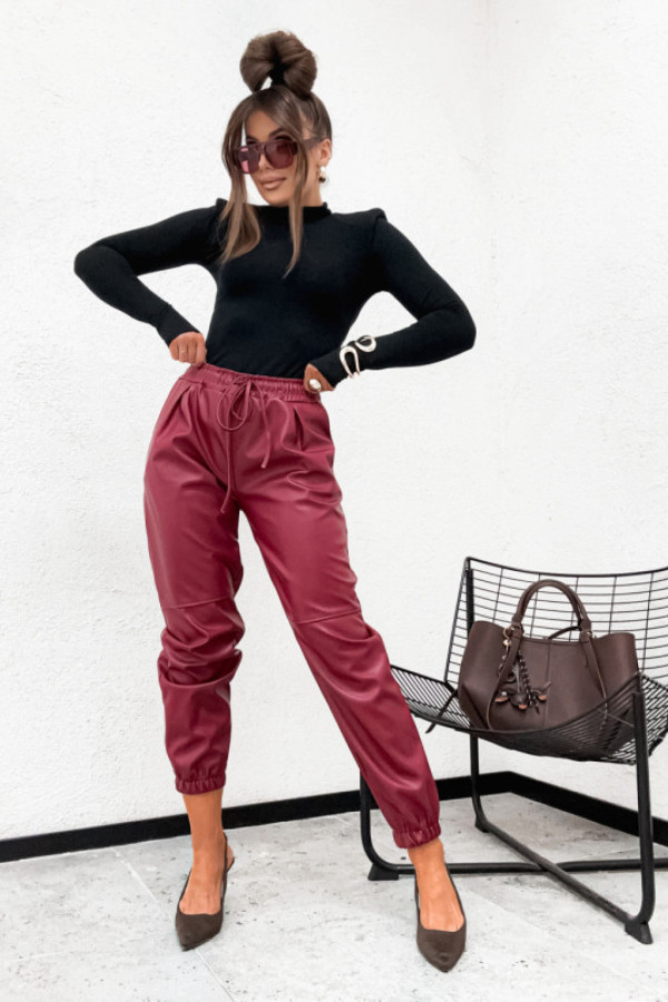 Spodnie skórzana la senso pretty and lifestyle bordo