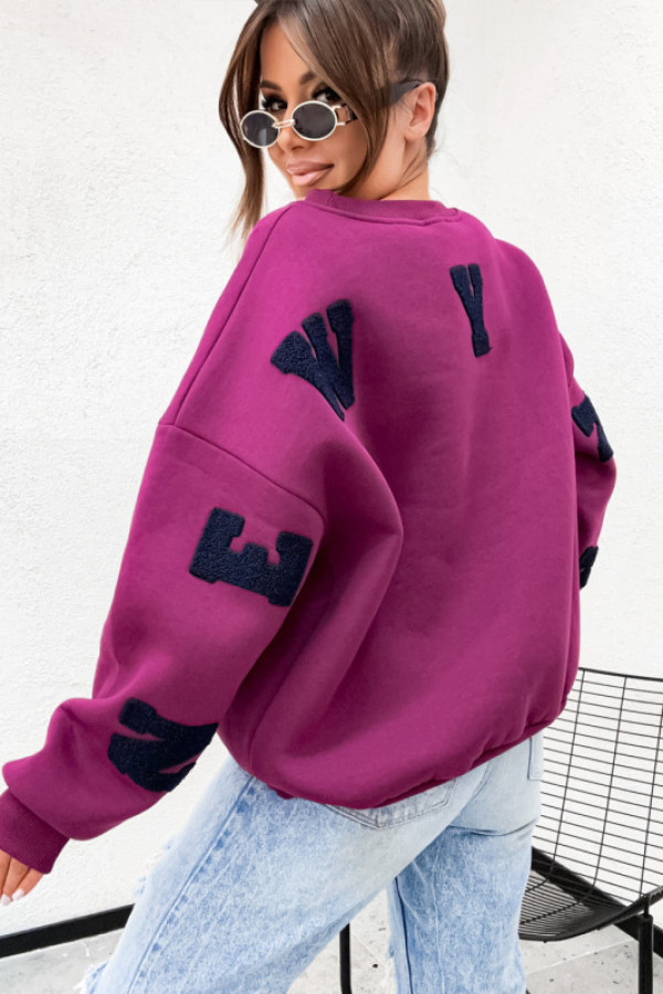 Bluza bawełniana basic new york city plum magenta