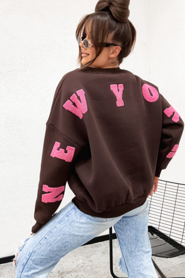 Bluza bawełniana basic new york city chocco brąz