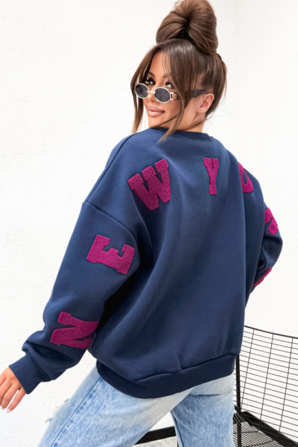 Bluza bawełniana basic new york city navy blue