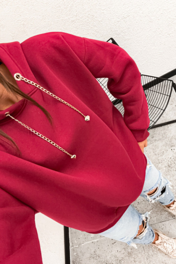Bluza z kapturem basic hearts serduszka bordo