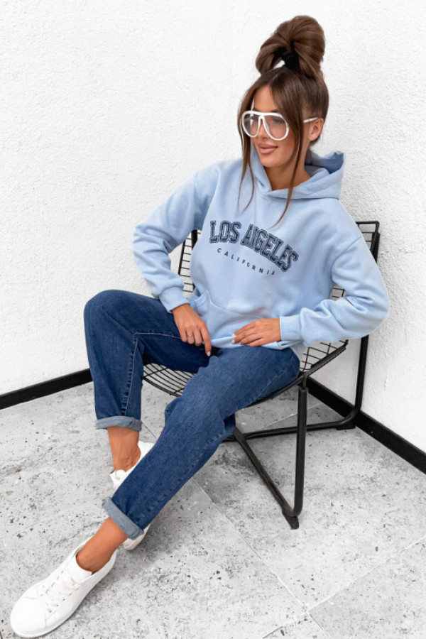 Bluza bawełniana los angeles hoodie baby blue