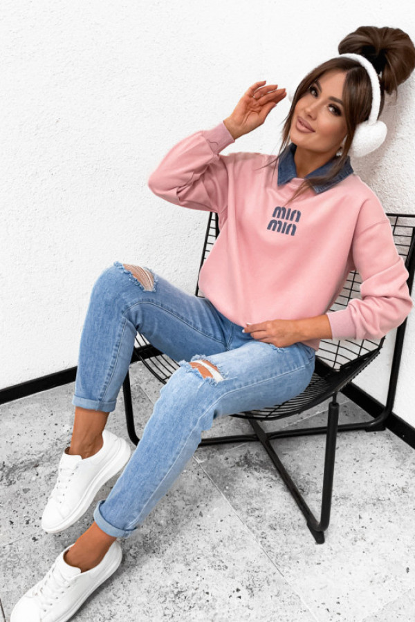 Bluza z kołnierzykiem minimalismo denim vintage