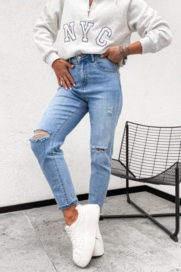 Spodnie jeansowe calanasca ripped jasny niebieski stretch