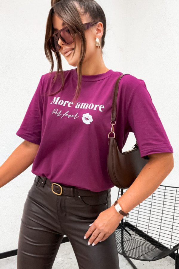 Tshirt basic more amour per favore plum magenta