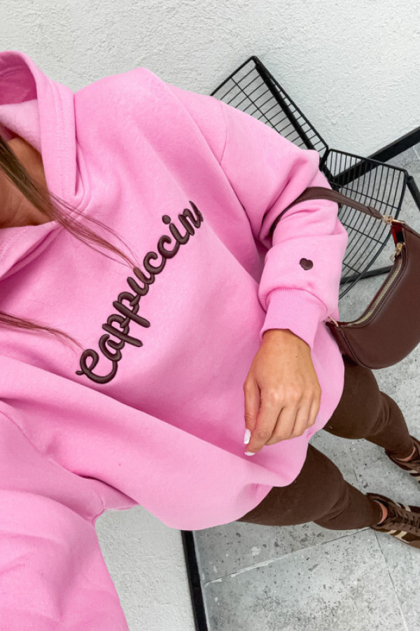 Bluza bawełniana z kapturem cappuccino hoodie candy pink
