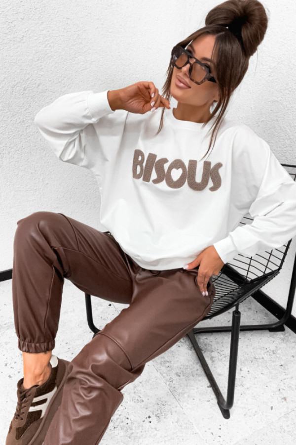 Bluza bawełniana bisous z serduszkiem white