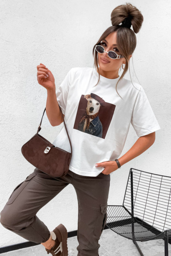 Tshirt benny franchi puppy trend allert white