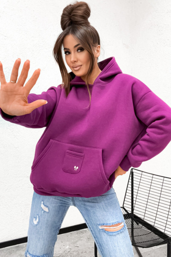 Bluza bawełniana classical air queen pocket plum magenta