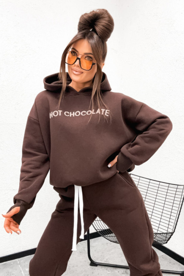 Dres bawełniany hot chocolate hoodie brąz